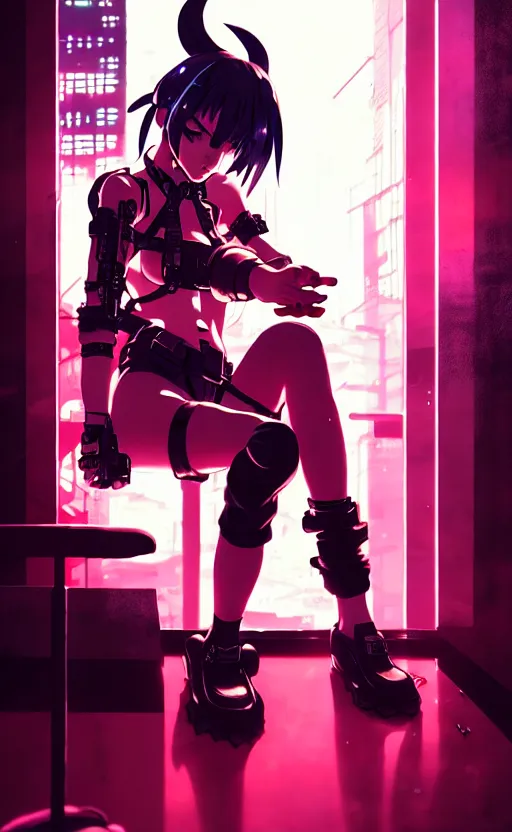 Image similar to cyberpunk anime girl sit in a night bar, cyberpunk oni mask, 3 / 4 shot, street night, beautiful face, grafity, arcane, detail, good face, pose model, concept art, in style of yoji shinkawa, pan ren wei, col price, atey ghailan, by greg rutkowski, aesthetic, digital painting, 3 d