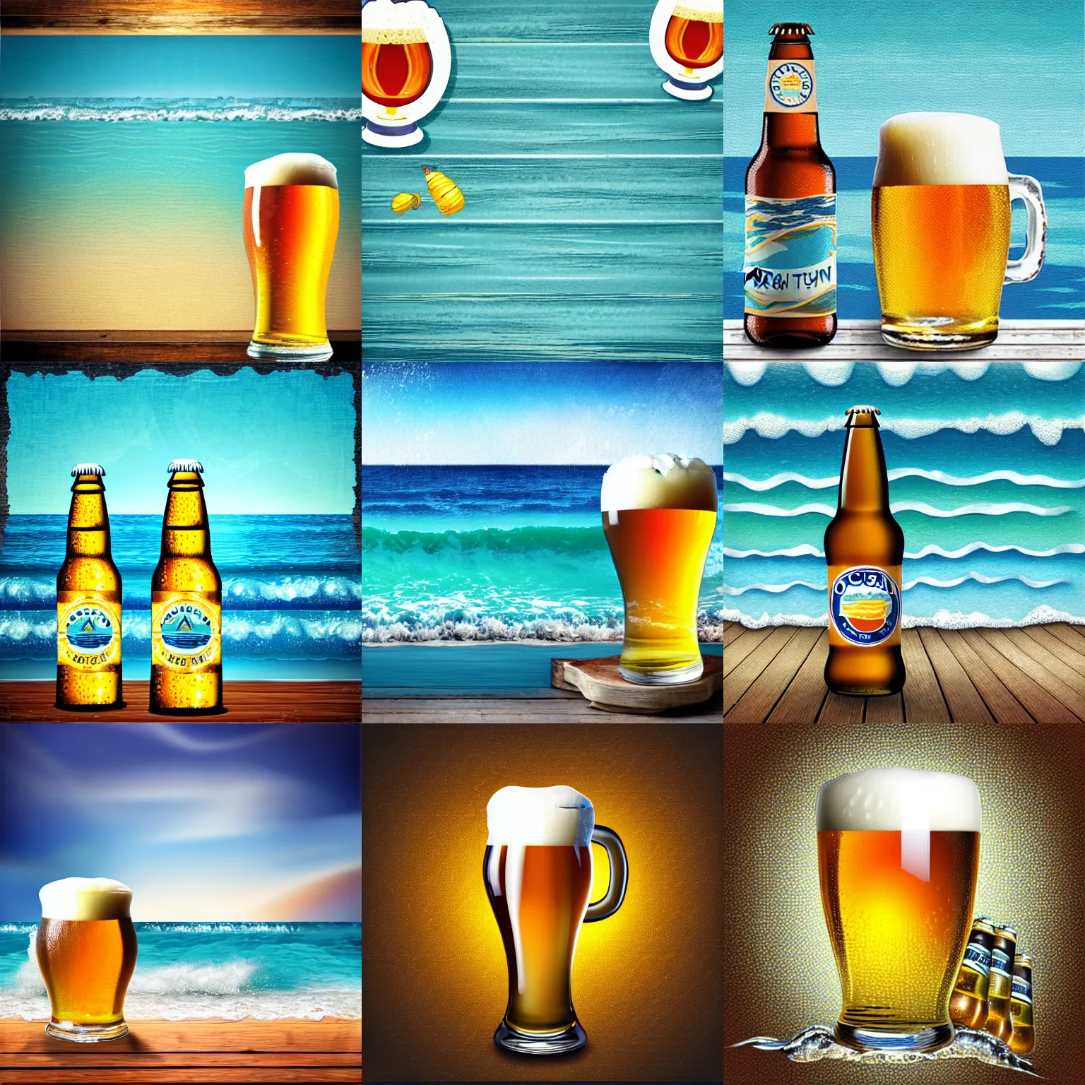Prompt: ocean with beer-texture