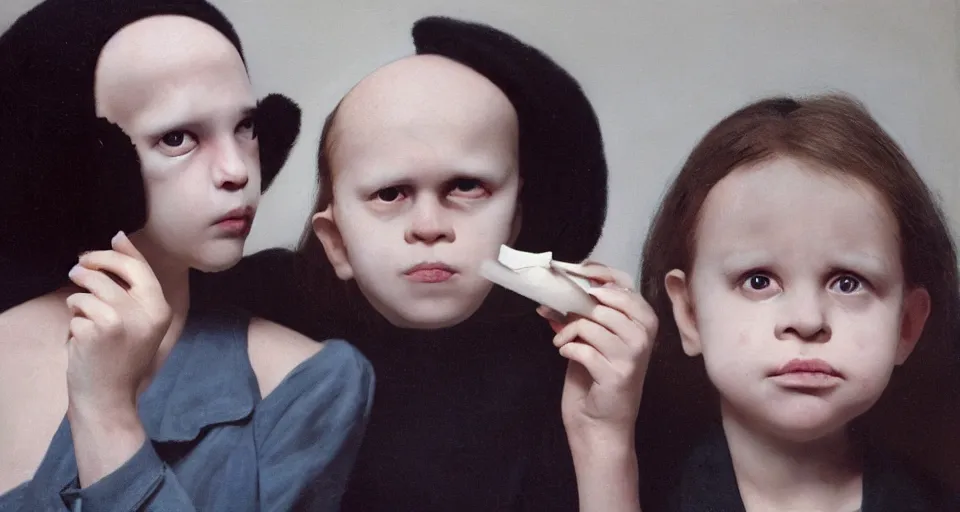 Image similar to the two complementary forces that make up all aspects and phenomena of life, by Gottfried Helnwein