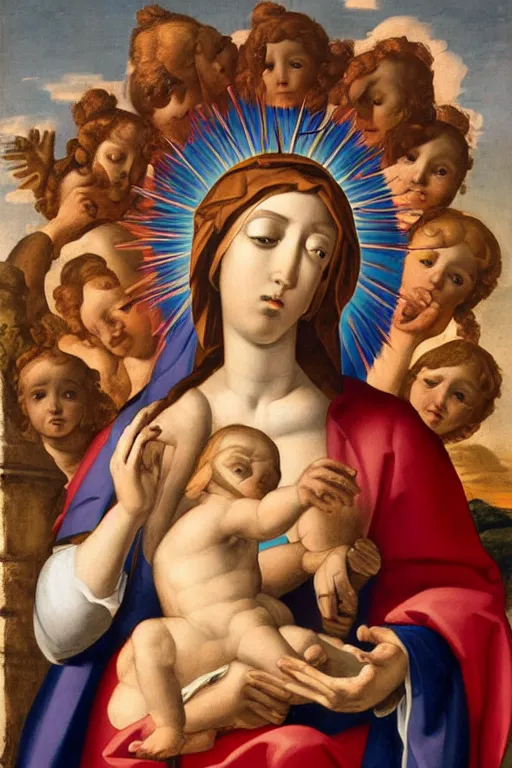 Image similar to virgin mary, cyborg, ultra detailed, Guido Reni style