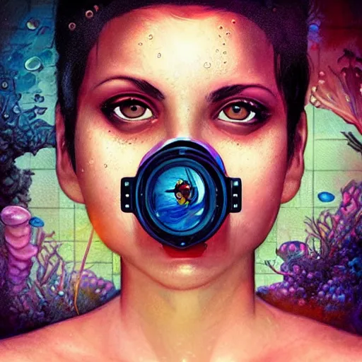 Image similar to lofi underwater biopunk instagram portrait, Pixar style, by Tristan Eaton Stanley Artgerm and Tom Bagshaw.