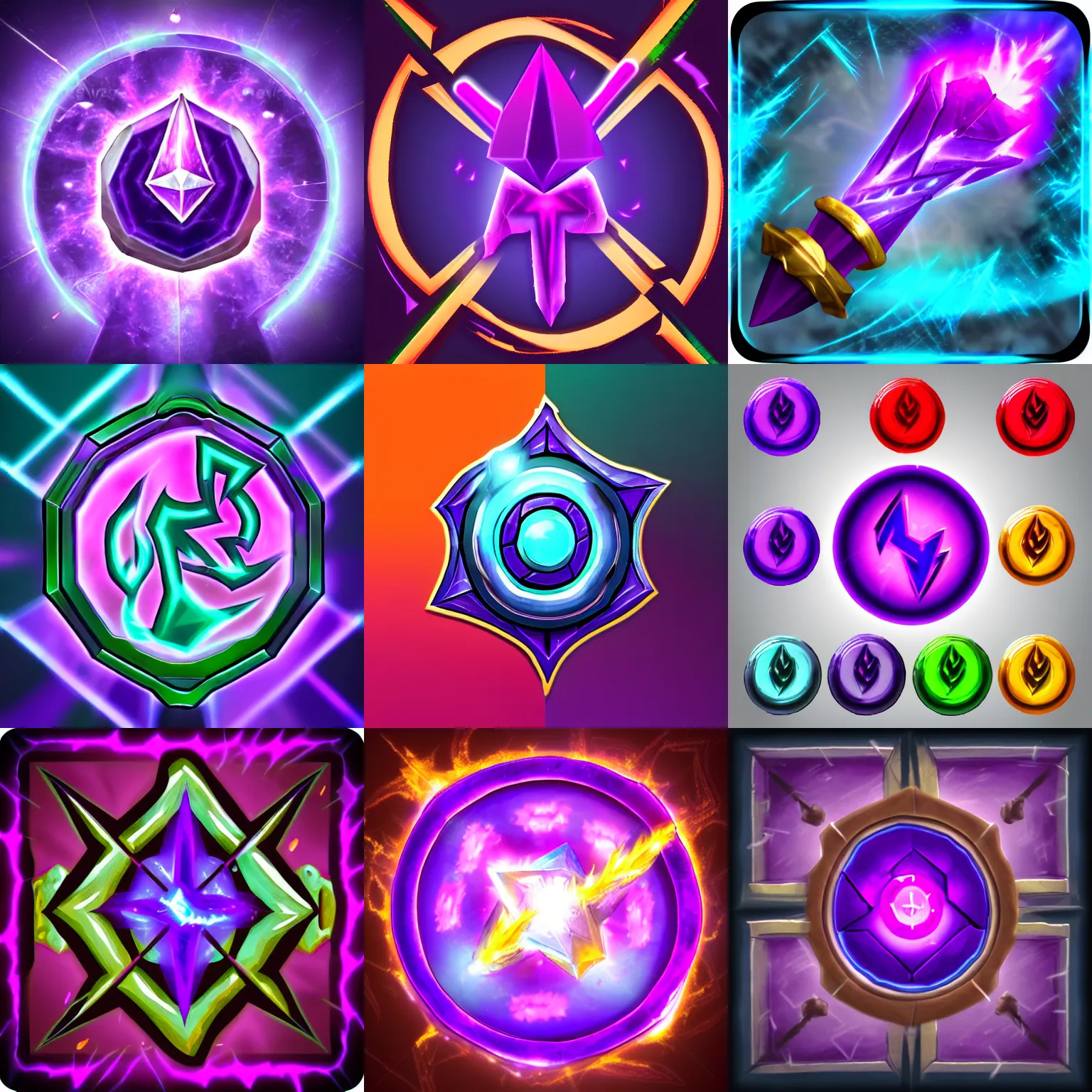 Prompt: a magic spell icon from rpg game, purple blizzard power, creating bolt, intensive colors, league of legends style, ambient light background