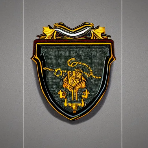 Prompt: high school badge, private school, coat of arms, isometric