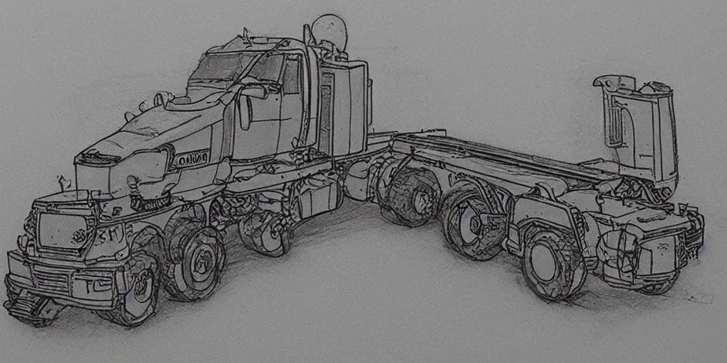 Prompt: a transport erector launcher drawn in crayon, highly detailed