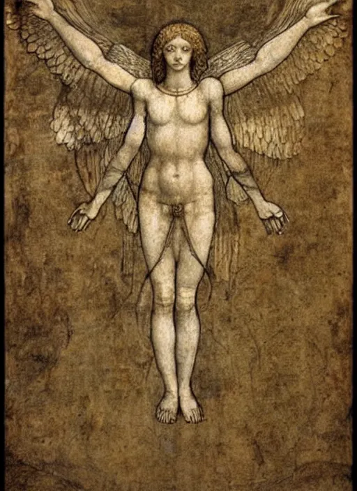 Image similar to Vitruvian female angel by Leonardo Davinci