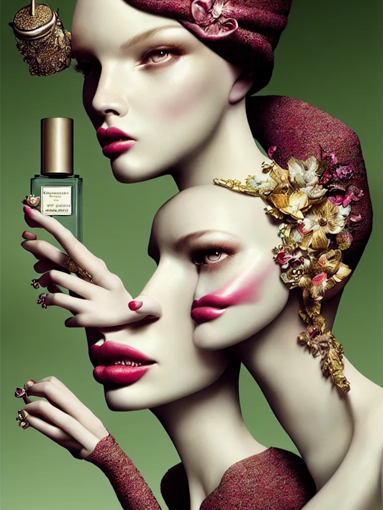 Image similar to portrait fragrance advertising campaign by ray caesar, highly detailed, intricate, very beautiful