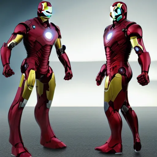 Image similar to iron man suit with captain america color palette, 8k ultra hd, hyper detailed