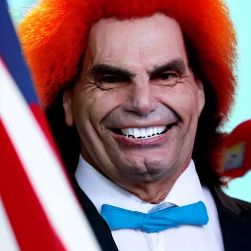 Image similar to jair bolsonaro as bozo the clown