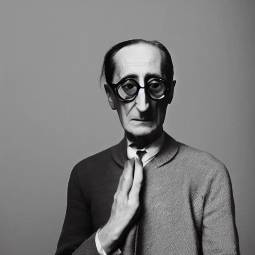 Image similar to a minimalist portrait of Marcel Duchamp in the style of Man Ray and Pieter Hugo, wide angle, monochrome and chromatic aberrations