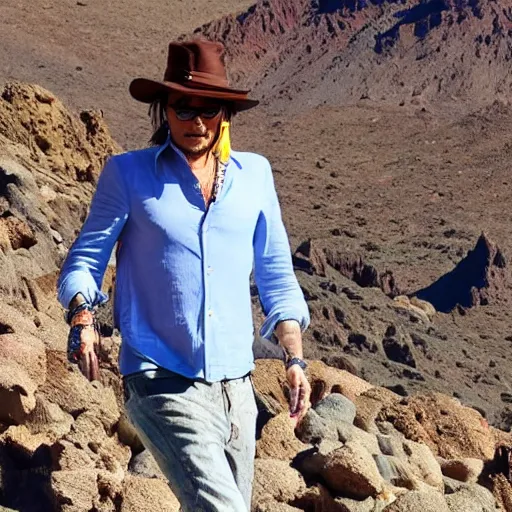 Image similar to johnny depp visiting the Teide in Tenerife