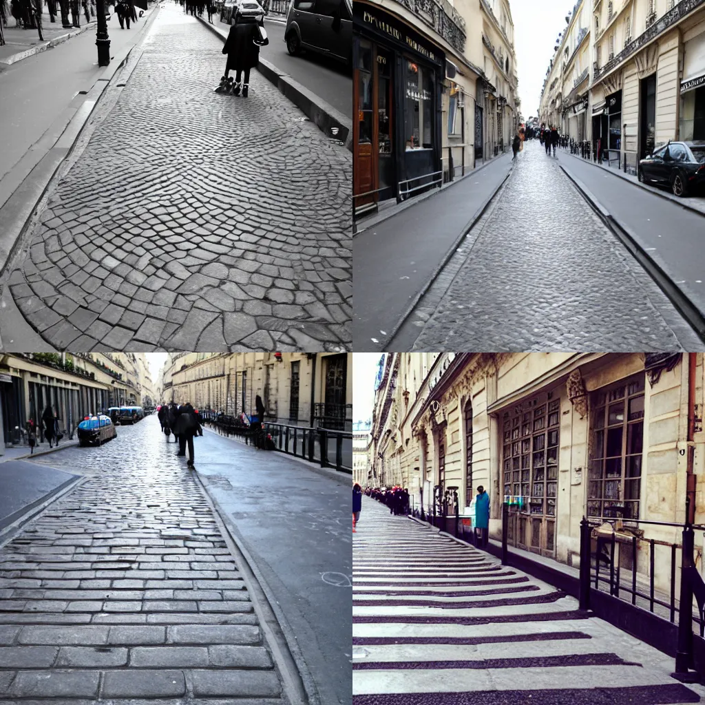 Prompt: Paris sidewalks