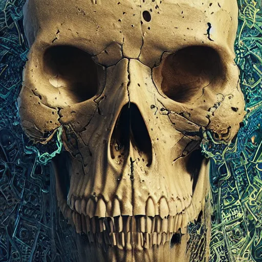 Image similar to portrait_of_a_melting_skull._intricate_abstract._intricate_artwork._by_Tooth_Wu_wlop_beeple_dan_mumford._octane_render_trending_on_artstat