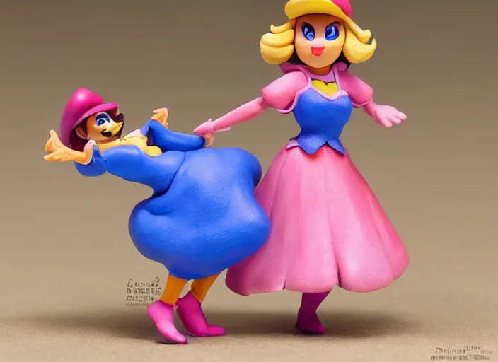 Image similar to claymation figure of princess peach