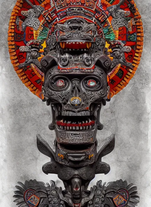 Image similar to digital _ painting _ of _ aztec god of death mictlantecuhtli _ by _ filipe _ pagliuso _ and _ justin _ gerard _ symmetric _ fantasy _ highly _ detailed _ realistic _ intricate _ port