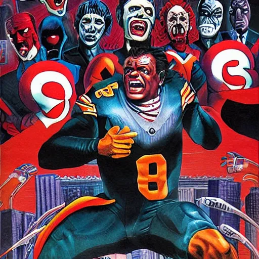Prompt: comic book cover for'the horror of the nfl draft ', art by alex ross