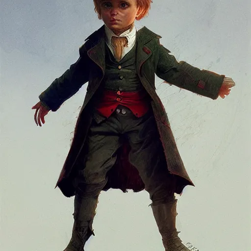 Prompt: A little boy who was alwayshappy-go-lucky, Graceful body structure,cute,Symmetrical face,highly detailed,elegant,Marc Simonetti and Caspar David Friedrich, Trending on artstation