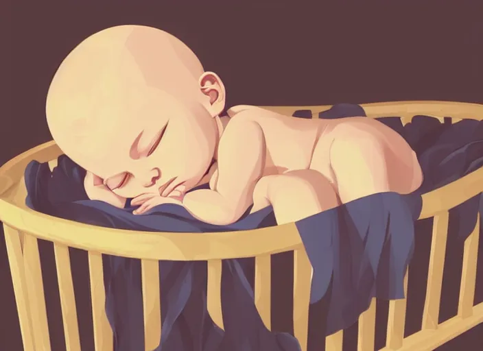 Image similar to a newborn baby sleeping in a crib. clean cel shaded vector art. shutterstock. behance hd by lois van baarle, artgerm, helen huang, by makoto shinkai and ilya kuvshinov, rossdraws, illustration, art by ilya kuvshinov