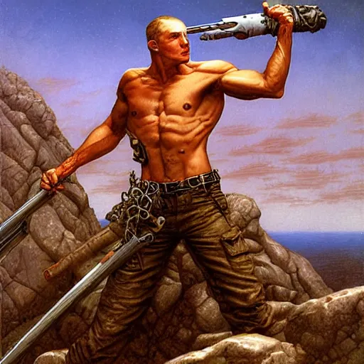 Image similar to rugged ranger, by gerald brom