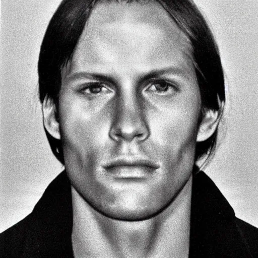 Image similar to A mugshot portrait of a man who looks like Jerma985 with short length wavy hair, a combover and wearing late 1970s menswear in the late 1970s, taken in the late 1970s, grainy, realistic, hyperrealistic, very realistic, highly detailed, very detailed, extremely detailed, detailed, trending on artstation, front facing, front view, headshot and bodyshot, detailed face, very detailed face