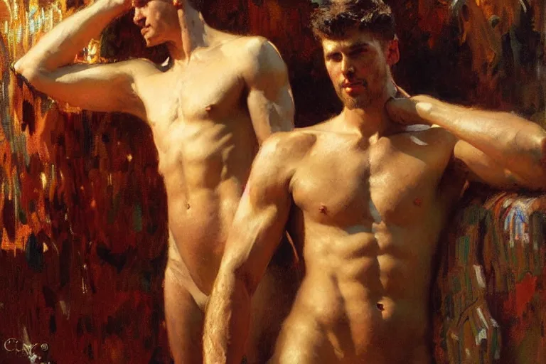 Prompt: academia, attractive male, painting by gaston bussiere, craig mullins, j. c. leyendecker, greg rutkowski