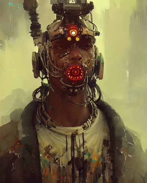 Image similar to detailed portrait australian aboriginal cyberpunk futuristic, decorated traditional ornaments by carl spitzweg ismail inceoglu dragan bibin hans thoma greg rutkowski alexandros pyromallis nekro illustrated perfect face, fine details, realistic shaded, fine - face, pretty face