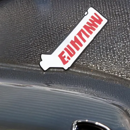 Image similar to extreme close up of a funny bumper sticker