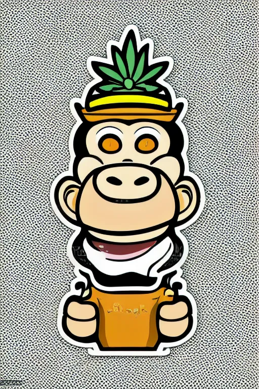 Image similar to Weed smoking monkey, sticker, andromorphic, colorful, illustration, highly detailed, simple, smooth and clean vector curves, no jagged lines, vector art, smooth