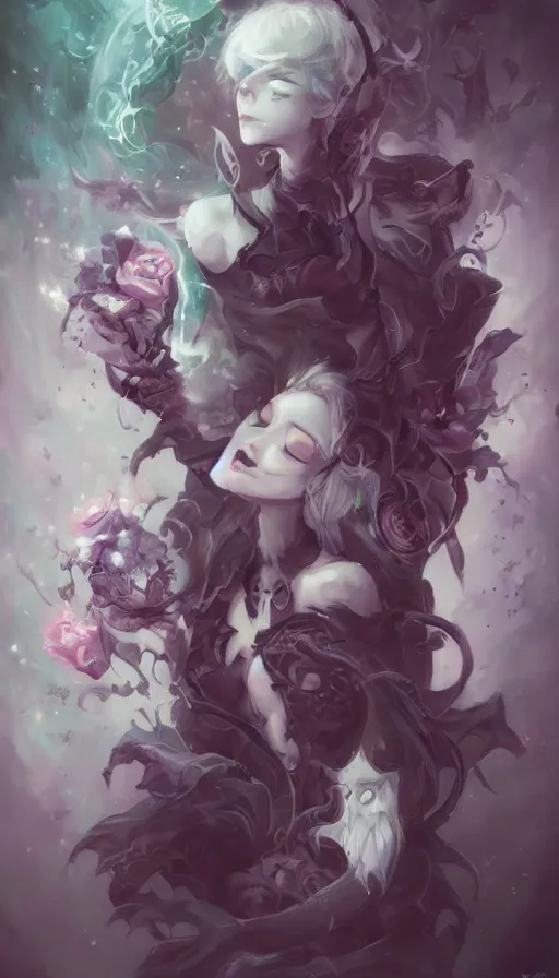 Prompt: life and death mixing together, by ross tran