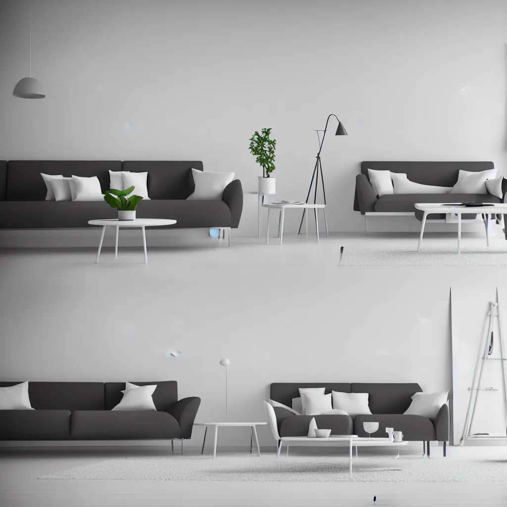 Image similar to modern interior in scandinavian style, white walls, sofa, 3 d render, 3 dsmax