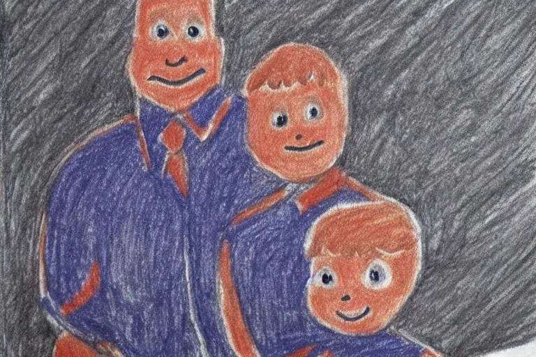 Prompt: Kids crayon drawing of a father