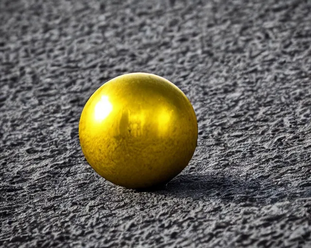 Prompt: closeup macro photography of petanque ball in prinsengracht canal, intricate detail, beautiful aesthetic, photorealistic, award winning professional petanque sports photography cinematic composition, volumetric noon lighting, rich colors, 8 k by rembrandt van rijn, focus