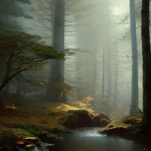 Prompt: a beautiful painting of a forest by ivan aivazovsky and sin jong hun and greg rutkowski. in style of concept art. 8 k texture. ray tracing. sharp lines, hyper detailed. octane render. trending on artstation