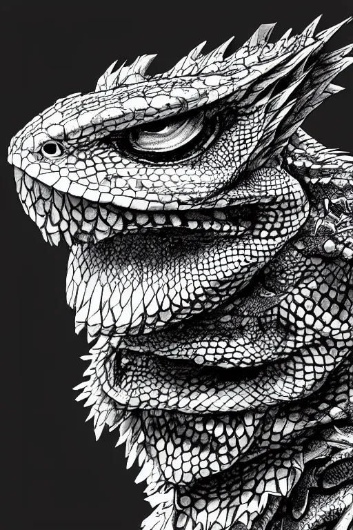 Prompt: bearded dragon grogu marvel comics style, gray scales, anime, hd,