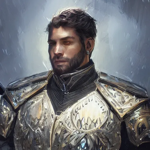 Image similar to a beautfiul award winning commission portrait of a man wearing diamond victorian armour,digital art,art by greg rutkowski,character design by charles bowater,photorealistic,ross tran,hyperdetailed,detailed face,fascinating,2021,western comic style