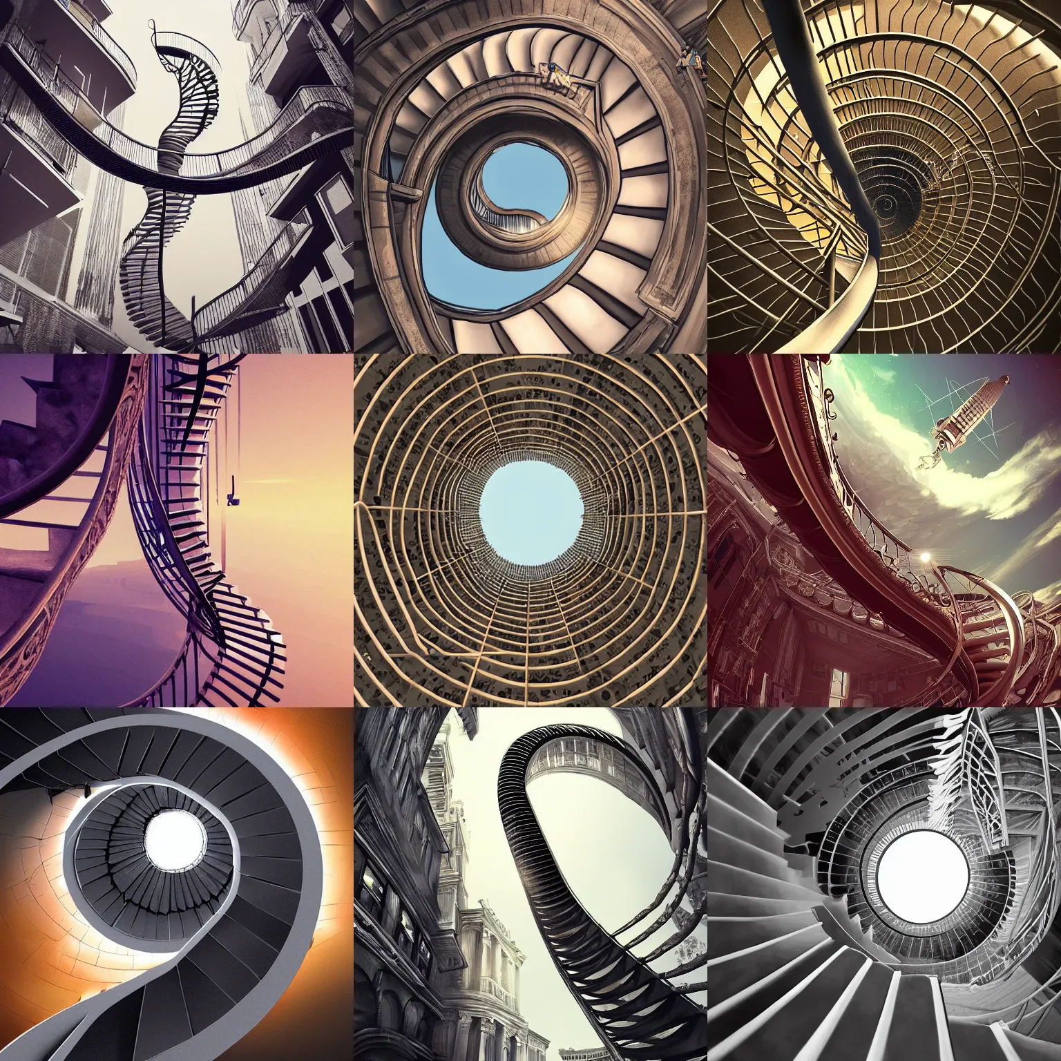 matte painting of an infinite spiral staircase | Stable Diffusion | OpenArt