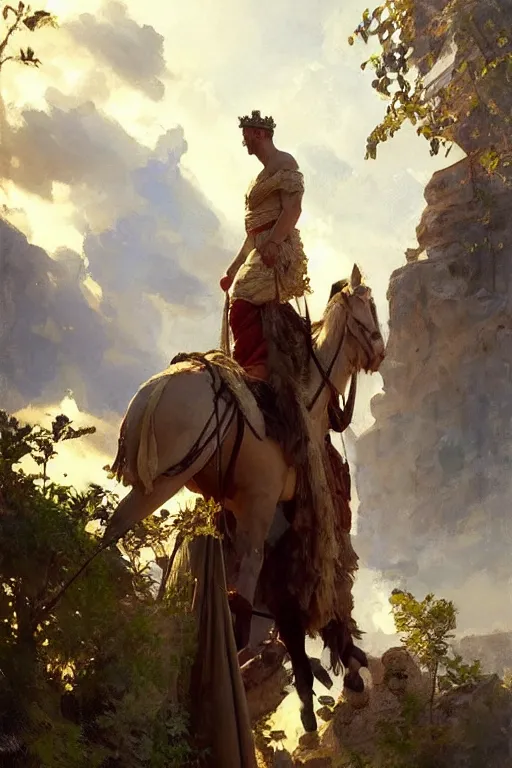 Image similar to ancient roman steve buscemi ascending wearing the civic crown, art by anders zorn, wonderful masterpiece by greg rutkowski, beautiful cinematic light, american romanticism by greg manchess, jessica rossier