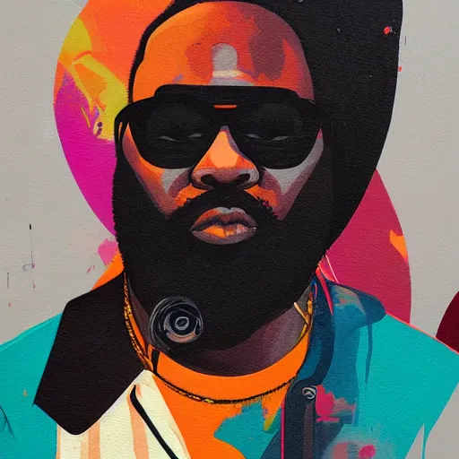 Image similar to Rick Ross Gallery Piece painting by Sachin Teng, asymmetrical, Matte Painting ,paint pour smoke, geometric shapes, marijuana, hard edges, energetic, graffiti, street art:2 Masterpiece, high detail, by Sachin Teng:4