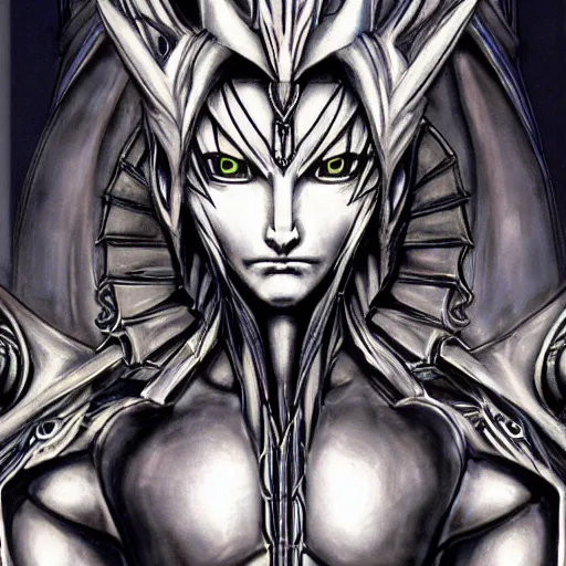 Image similar to a fusion between sephirot and roxas, cyber style, by hr giger, in the style of kingdom hearts, 4 k, hyper detailed, hyperrealism no artifacts