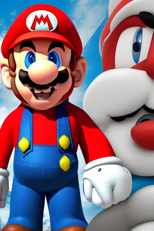 Image similar to a movie still of chris pratt as mario, highly detailed, studio lighting