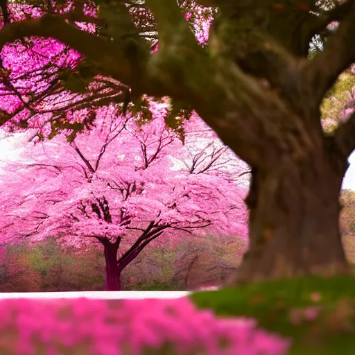 Image similar to pink tree cinematography