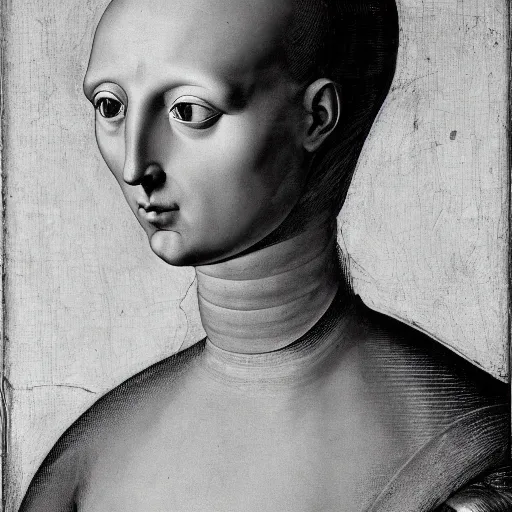 Image similar to a portrait of a female android by agnolo bronzino