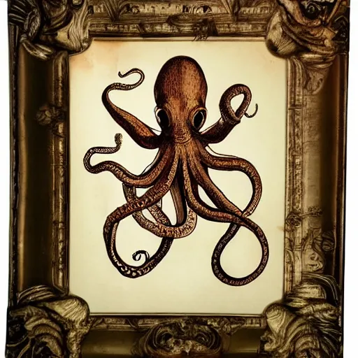 Image similar to octopus with human hands at the ends of each tentacle in style of leonardo da vinci