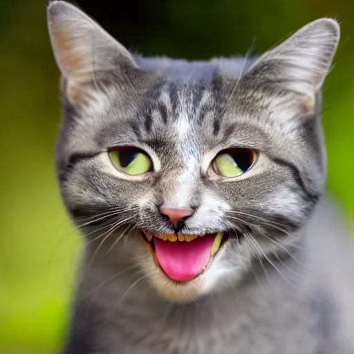 Image similar to a cat with a human-like smile