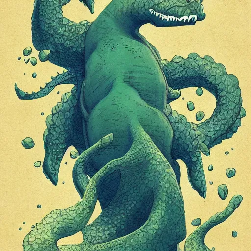 Image similar to lake monster, Trending on Artstation, Hiroaki Tsutsumi style