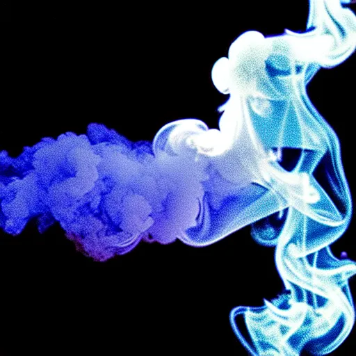 Image similar to magic smoke leaving a broken computer, photograph with digital effects, film