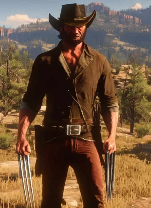 Image similar to film still of wolverine in red dead redemption 2 ( 2 0 1 8 video game )