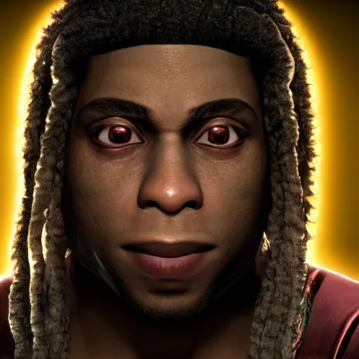 Prompt: a videogame still of Lil Wayne in Tekken 7, portrait, 40mm lens, shallow depth of field, close up, split lighting, cinematic