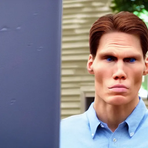 Image similar to Live Action Still of Jerma in Back to School, real life, hyperrealistic, ultra realistic, realistic, highly detailed, epic, HD quality, 8k resolution, body and headshot, film still