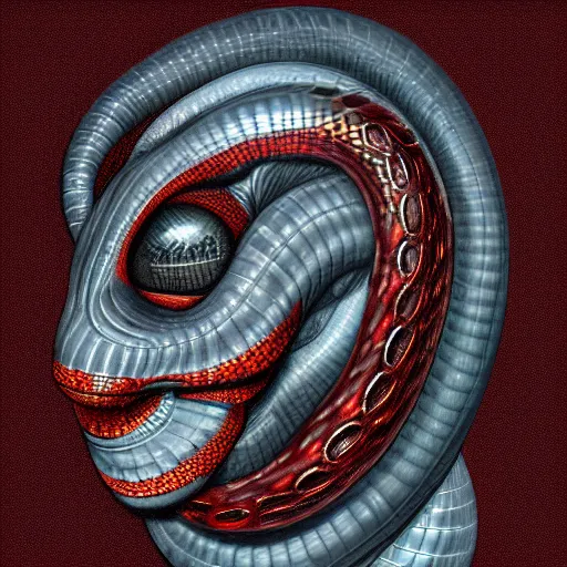 Image similar to cyborg serpent, portrait, digital art
