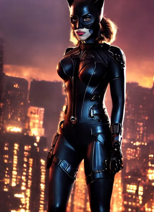 Prompt: , , Scarlett Johansson dressed as cat woman ,, Dramatic, Edge, Good, Infused, Backlight, De-Noise, VFX, insanely detailed and intricate, hypermaximalist, facial ,elegant, ornate, hyper realistic,